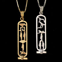 Alternate Image 1 for Personalized Egyptian Cartouche Pendant & Chain Jewelry in Sterling Silver